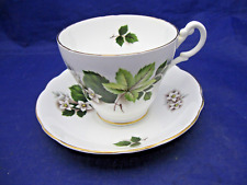 VINTAGE ROYAL ASCOT TEA CUP & SAUCER - WHITE FLOWERS, GREEN LEAVES - LOVELY picture