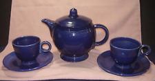 VINTAGE HLC Fiesta Cobalt Blue Teapot/ 2 cups and Saucers picture