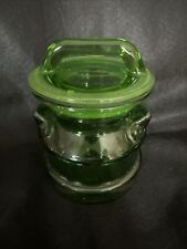 Vintage L. E. Smith RARE Green Textured  Glass Milk Can Canister 6” Tall picture