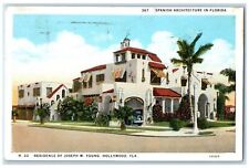 1930 Residence Of Joseph W. Young House Home View Hollywood Florida FL Postcard picture