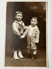 1915 Two Well Dressed Brothers Sailor Suit RPPC Real Photo Postcard picture