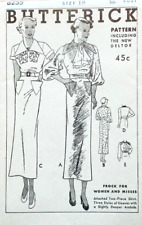 RARE 1930s BUTTERICK 6255 SIZE 18 BUST 36 DRESS SLEEVE VARIATIONS UC/FF picture