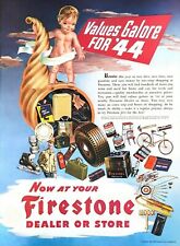 1944 Firestone Vintage Print Ad WWII Values Galore For '44 Car Parts Dealer   picture