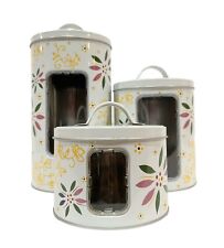 Temp-tations by Tara Floral Whitie Classic Tin Canisters with Window Set of 3 picture