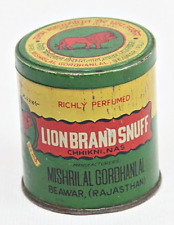 Old Vintage Lion Brand Snuff Chhikni, NAS Tin Box - Richly Perfumed Empty Tin picture