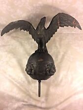 Antique Eagle and Globe Weather Vane or Flagpole Topper w/ Lion Heads picture