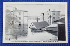 Vintage 1936 Flood Scene on Merrimac River at Manchester New Hampshire Postcard picture