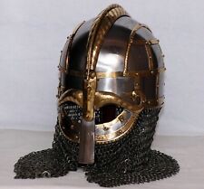 18ga Medieval Steel Viking Vendel Helmet With Chainmail Hand Forged picture