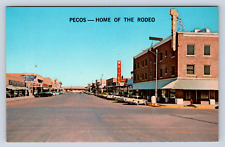 Vintage Postcard Oak Street Pecos Texas picture