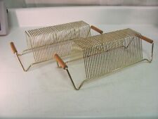 Lot Of 2 Vintage Le-Bo 40 Slot Record Rack Wire Holder Brass MCM Tabletop picture