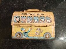 Vintage 1961 Walt Disney School Bus Metal Lunch Box Without The Thermos picture
