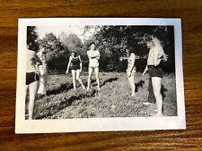 1940s B&W Vintage Photo Swimsuit Men & Ladies Play in Yard Lancaster OH SA3 picture