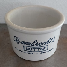 Lambrecht's Stoneware Milwaukee Chicago Butter Crock Vintage 5.7
