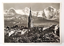 1952 Bern & Swiss Alps RPPC Real Photo Airmail / Luftpost to US Postcard picture