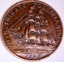 1797 USS FRIGATE CONSTELLATION COPPER MEDAL COIN Struck from the Ship Parts w NR picture