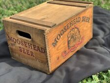 Moosehead Beer Wooden Crate. Sliding Lid, with Checkerboard. Nice patina picture
