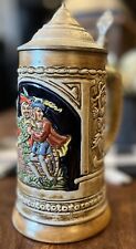 Vintage Ceramarte Pintado A Mao Beer Stein With Lid Made In Brazil picture