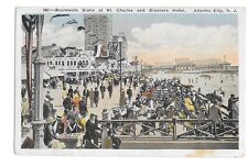 Boardwalk Scene at St. Charles and Breakers Hotel, Atlantic City NJ Postcard picture
