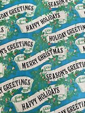 VTG MERRY CHRISTMAS WRAPPING PAPER GIFT WRAP 1960 SEASONS GREETINGS NOS picture