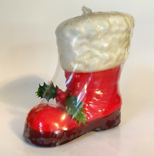Vtg Robert Alan Candle Co Santa Claus Boot Christmas Candle w/ Holly 5.5” NOS picture