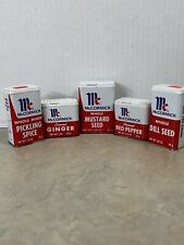 Vintage Lot of 5 McCormick Empty Metal Spice Tins Red & White Farmhouse 1974 picture