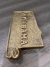 Vintage Fritz Brass ALABAMA State Shaped Felt Backed Heavy Paperweight Korea picture