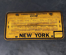 1980 CORCRAFT NEW YORK LICENSE PLATE  DEPT. OF  CORRECTIONS CALANDER  VINTAGE picture