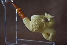 Ornate Bowl Dragon Pipe By Ali Handmade  Block Meerschaum-NEW W CASE#1693 picture