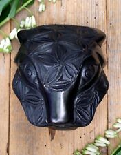 Jaguar Mask Black Clay Burnished San Bartolo Coyotepec Handmade Oaxaca Mexico picture