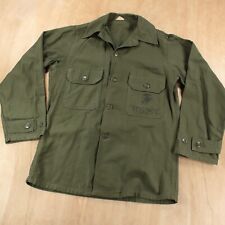USMC US Army OG-107 Sateen Utility shirt 14.5 x 32 tag vtg 60s military vietnam picture