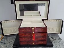 Vintage Jere Luxury High Gloss Jewelry Box With Key Floral Design High End picture