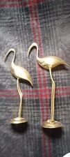 2 Solid Brass Standing Flamingos-12