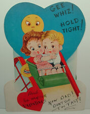 Lg. Mechanical Roller Coaster, Anthropomorphic Moon - 1930's Valentine Card picture