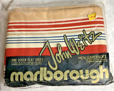 Vintage  70s Marlborough 90x102 Queen Flat Sheet Night Lines John Weitz stripes picture