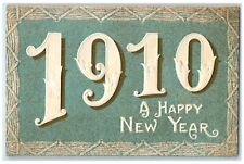 c1910's Happy New Year Large Numbers Embossed Unposted Antique Postcard picture