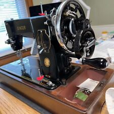Singer 201K Hand-Cranked Sewing Machine,   large original carring case picture