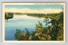 St Joseph MI-Michigan, Benton Harbor, St Joseph River, Souvenir Vintage Postcard picture