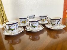 Set of 6 Classic Butterfly Coffee Tea Cups & Saucers CC&T picture