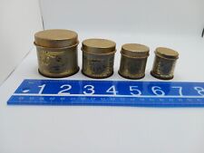 Vintage 1930-40s  Set Of 4 Gold Metal Canisters Farmhouse Retro Play Mini Doll  picture