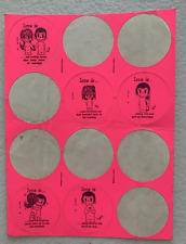 Vintage 70's Kim Casali LOVE IS ... Sticker page with 5 unused stickers-hot pink picture