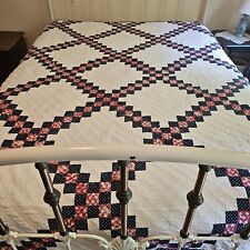 Antique Quilt, Irish Chain, Signed, Red, White, Blue, Display, Cutter, Patriot picture