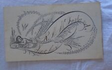 Antique Victorian Calling Card Mermaid with Lily Pads name Scrolling picture