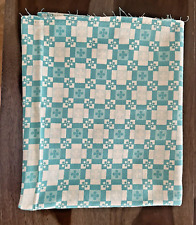 Vintage Feedback Fabric Feed Sack 36.5 X  43” Teal & White picture