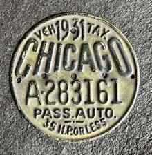 Antique 1931 Chicago Taxi Passenger Auto Badge #A-283161 picture