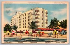 Miami Beach Florida Patrician Hotel Oceanfront Linen Cancel WOB Postcard picture