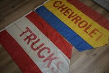 Lot of 2 Rare Chevrolet Truck Dealer Advertising Banners Signs Flags 57