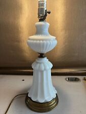 Vintage Opaline? Table Lamp Scalloped Draped Pattern 17” Brass Base picture