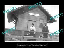 OLD 8x6 HISTORIC PHOTO OF IRVING OREGON THE RAILROAD DEPOT STATION c1910 picture