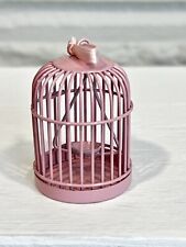 Vintage Miniature Metal Christmas Ornament PINK Bird Cage for Dollhouse picture
