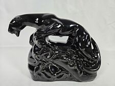 Vintage 60s Black Panther MCM TV Lamp Light MCM Ceramic USA no Cord See Pics picture